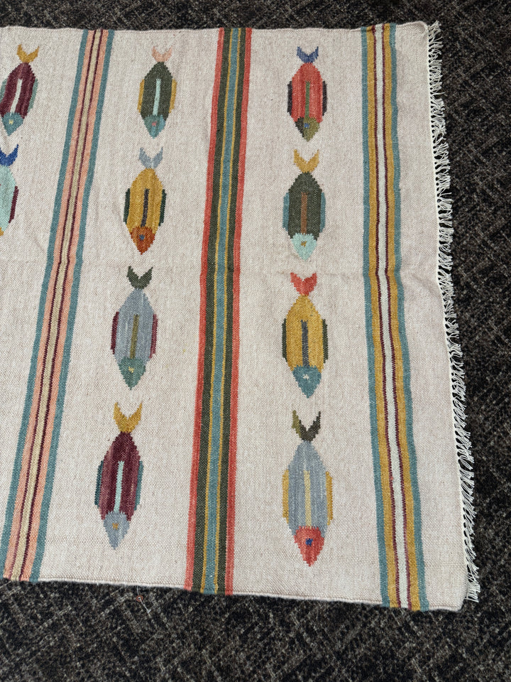 5' x 8' Ft. Fun Colorful Fish Design Turkish Oushak Hand Knotted Wool Area Rug - BR3131