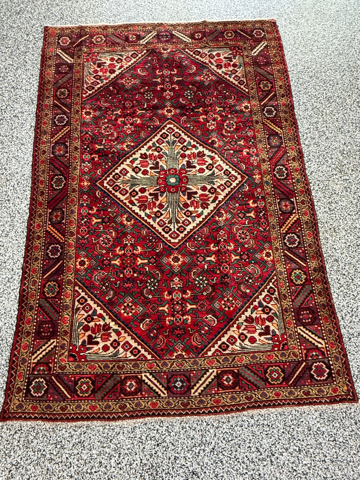 5' x 8' Ft Authentic Vintage Persian Abadeh Heibatlu Design Hand Knotted Wool Area Rug -BR3136