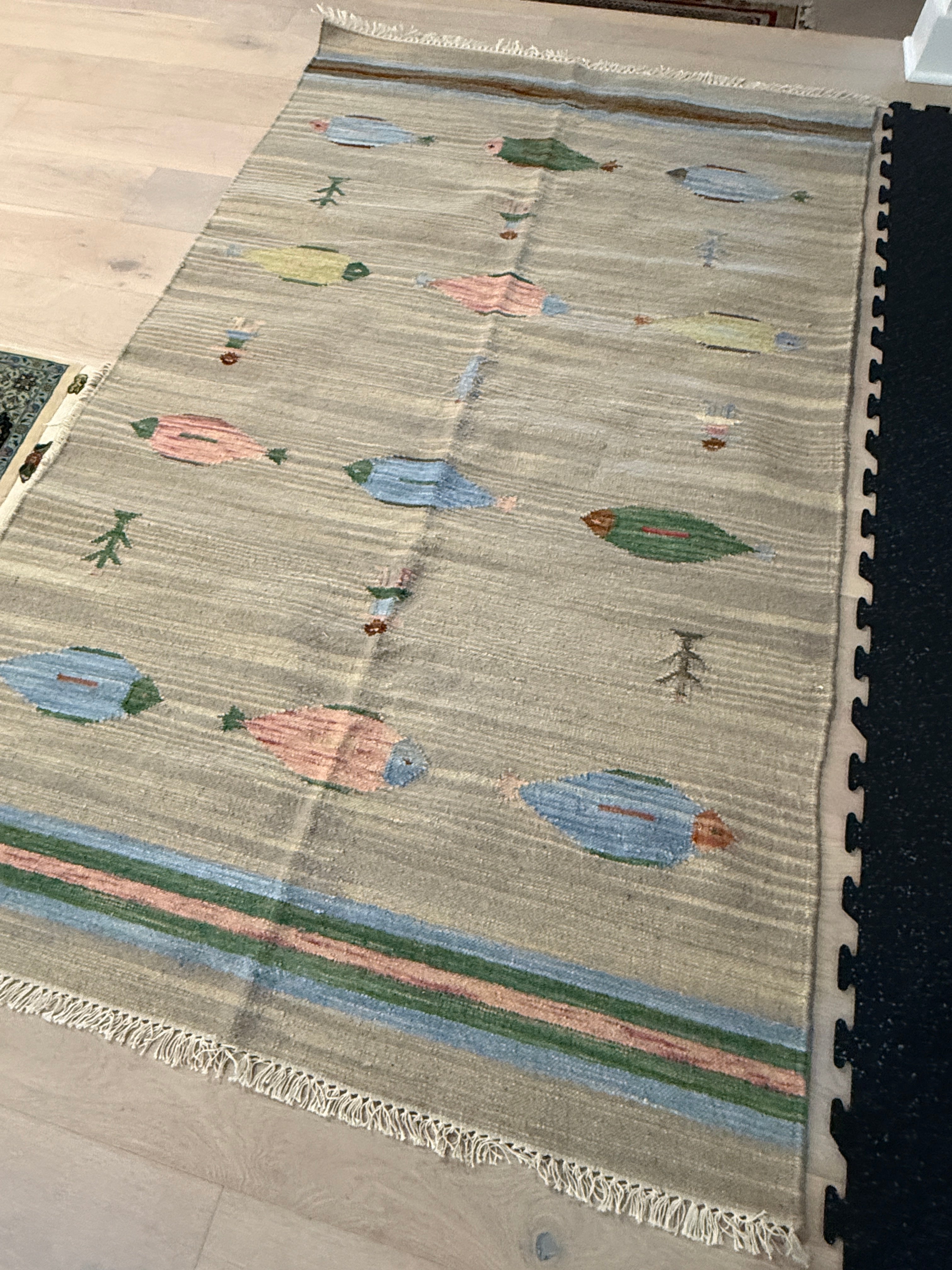5' x 8' Ft. Fun Colorful Fish & Farm Design Turkish Oushak Kilim Hand Knotted Wool Area Rug – BR3128