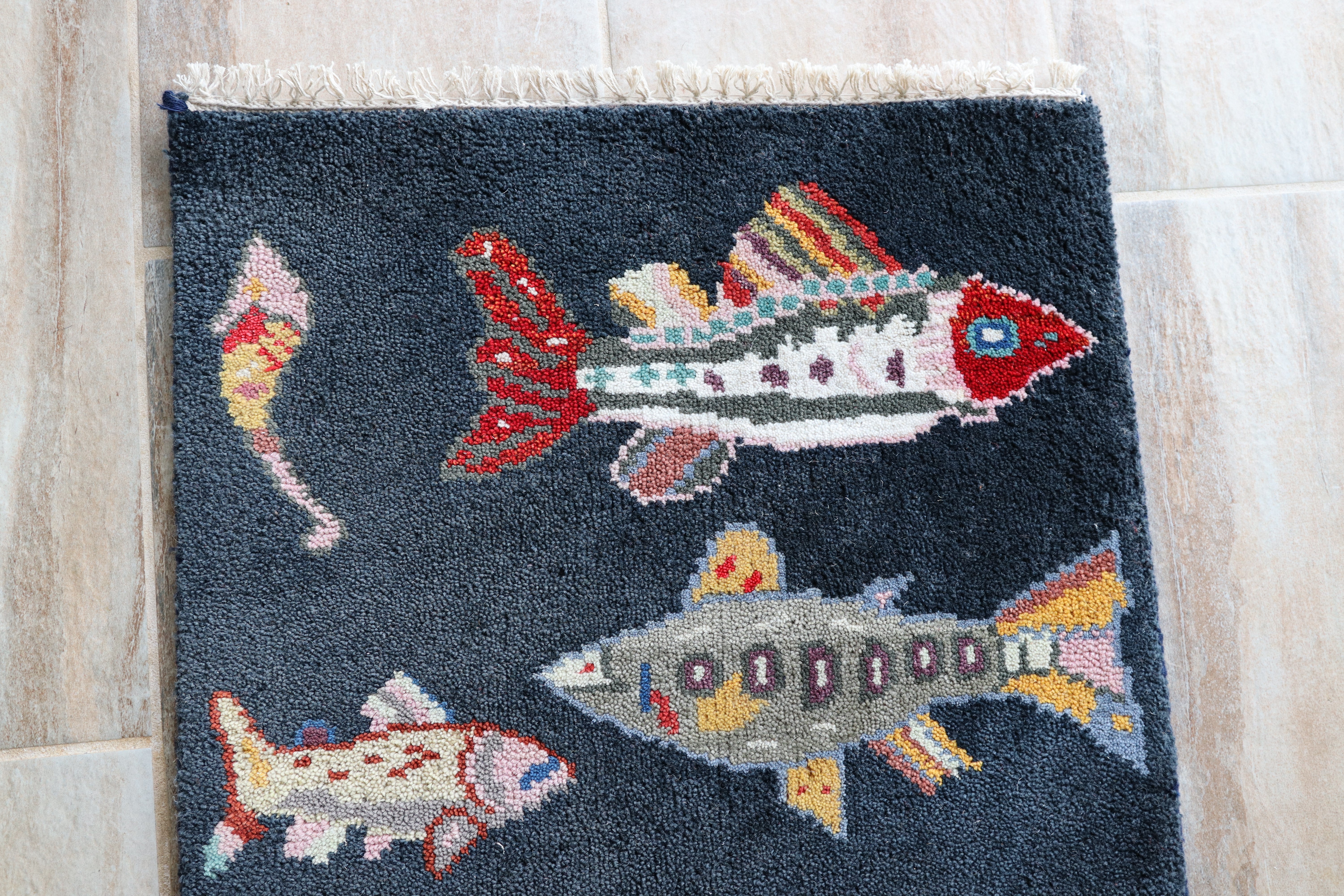 2' x 3' Ft. Fun Fish/Sea Design Turkish Oushak Bohemian Hand Knotted Wool Area Rug - BR2673