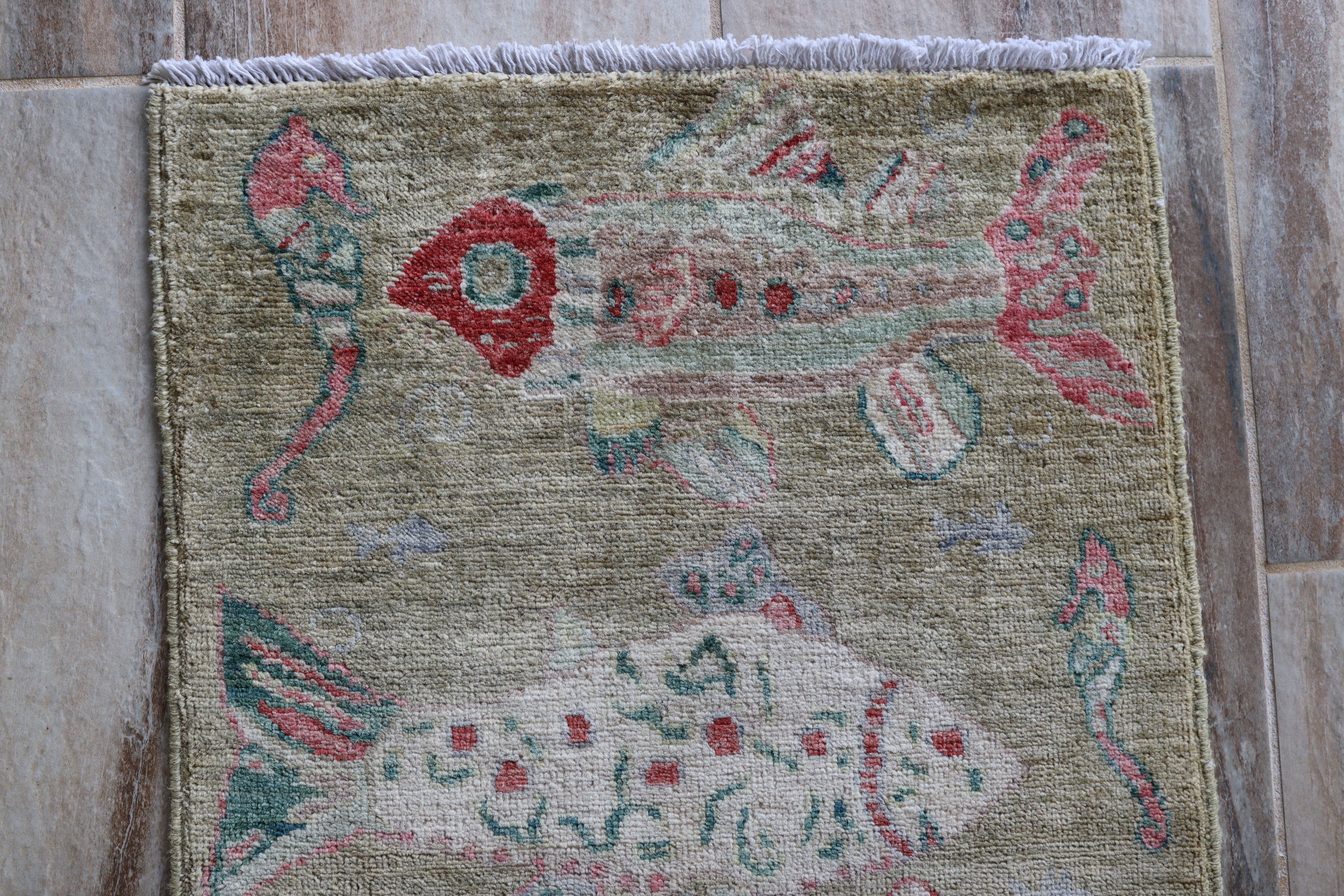 2' x 3' Ft. Fun Fish/Sea Design Afghan Peshawar Hand Knotted Wool Rug - BR2678