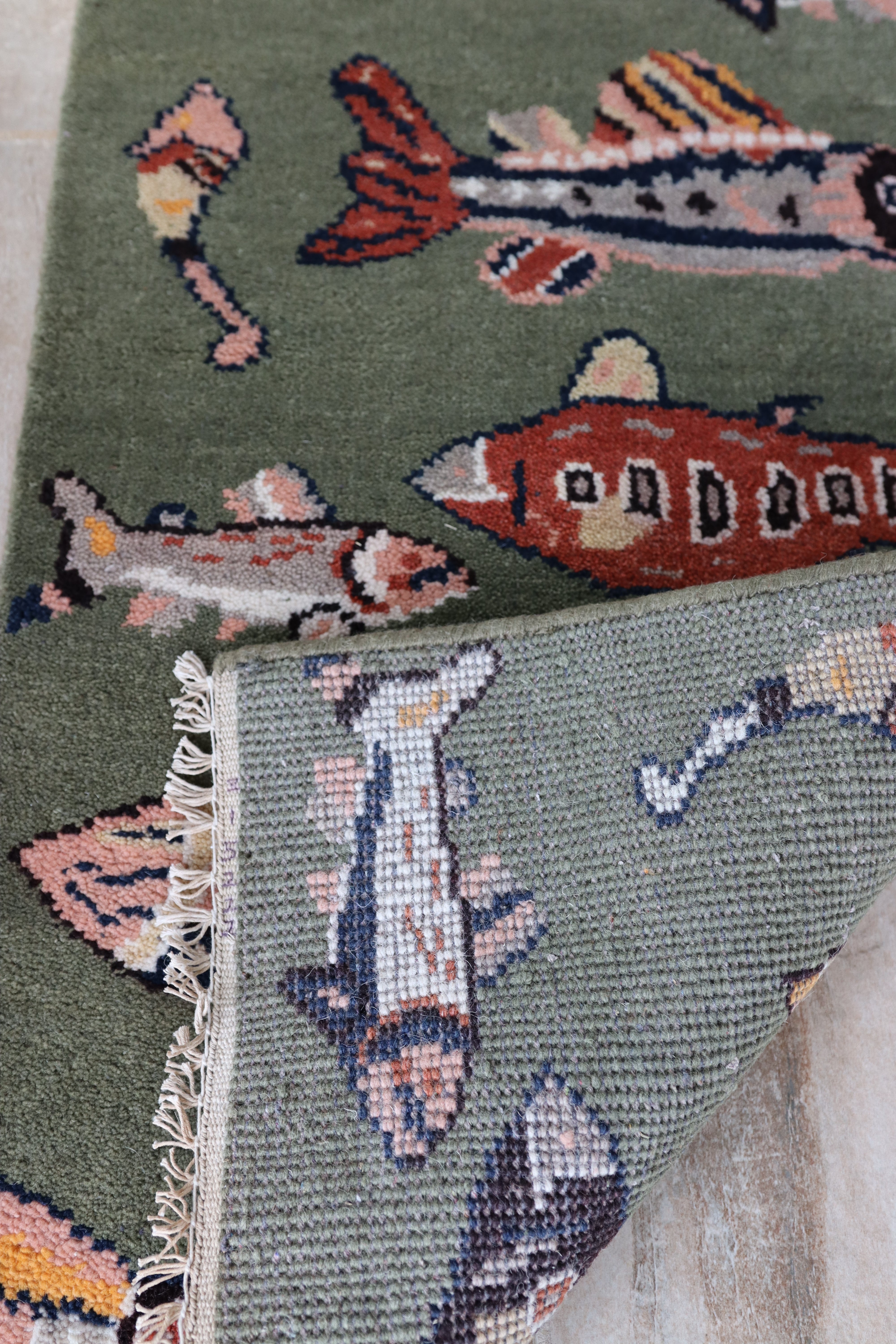 2' x 6' Ft. Fun Fish/Sea Design Turkish Oushak Bohemian Hand Knotted Wool Runner / Rug - BR2677