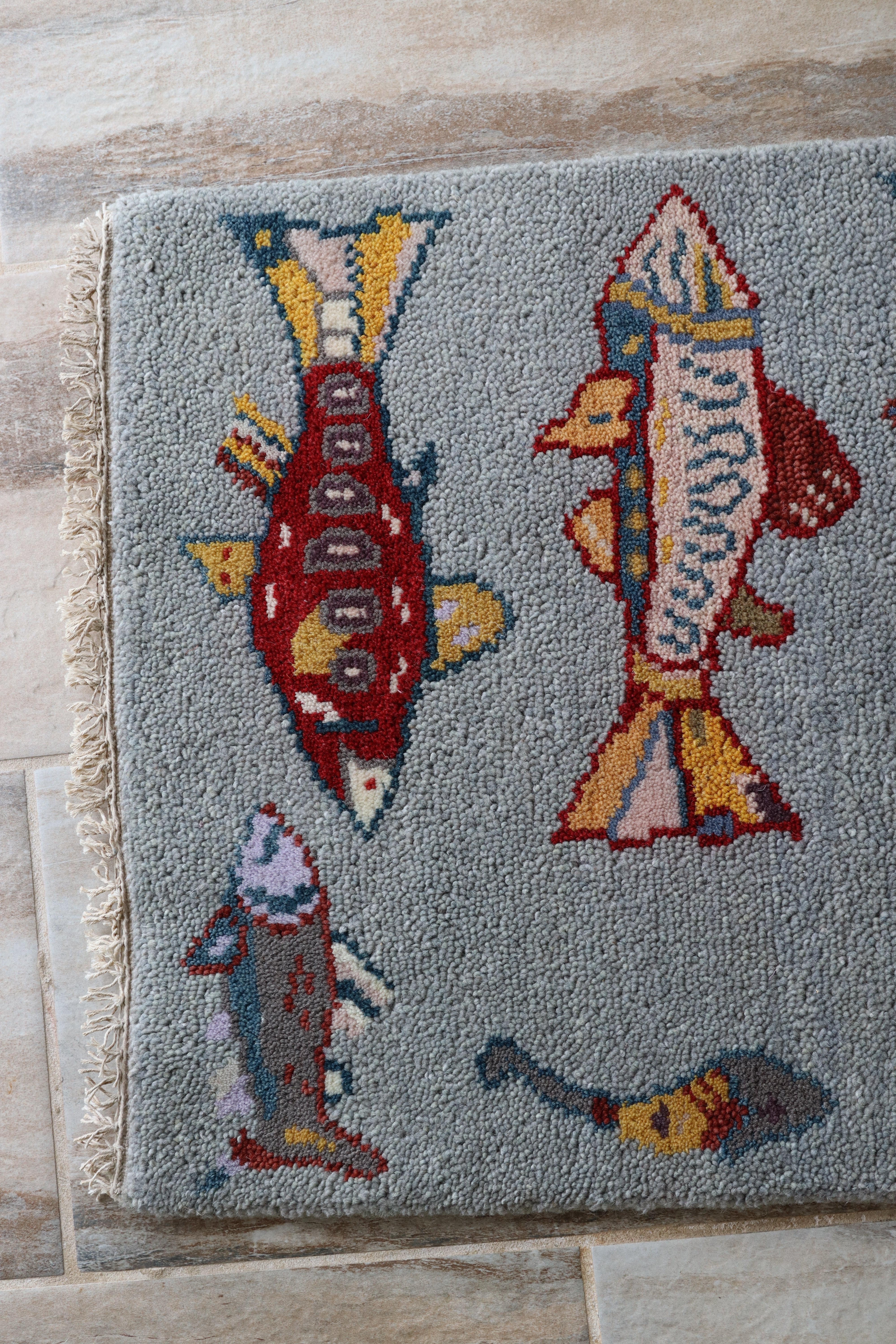 2' x 3' Ft. Fun Fish/Sea Design Turkish Oushak Bohemian Hand Knotted Wool Area Rug - BR3013
