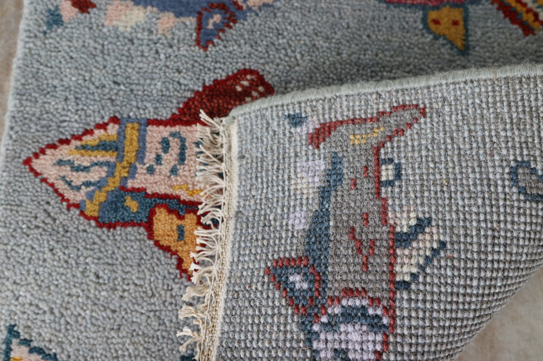 2' x 3' Ft. Fun Fish/Sea Design Turkish Oushak Bohemian Hand Knotted Wool Area Rug - BR3013