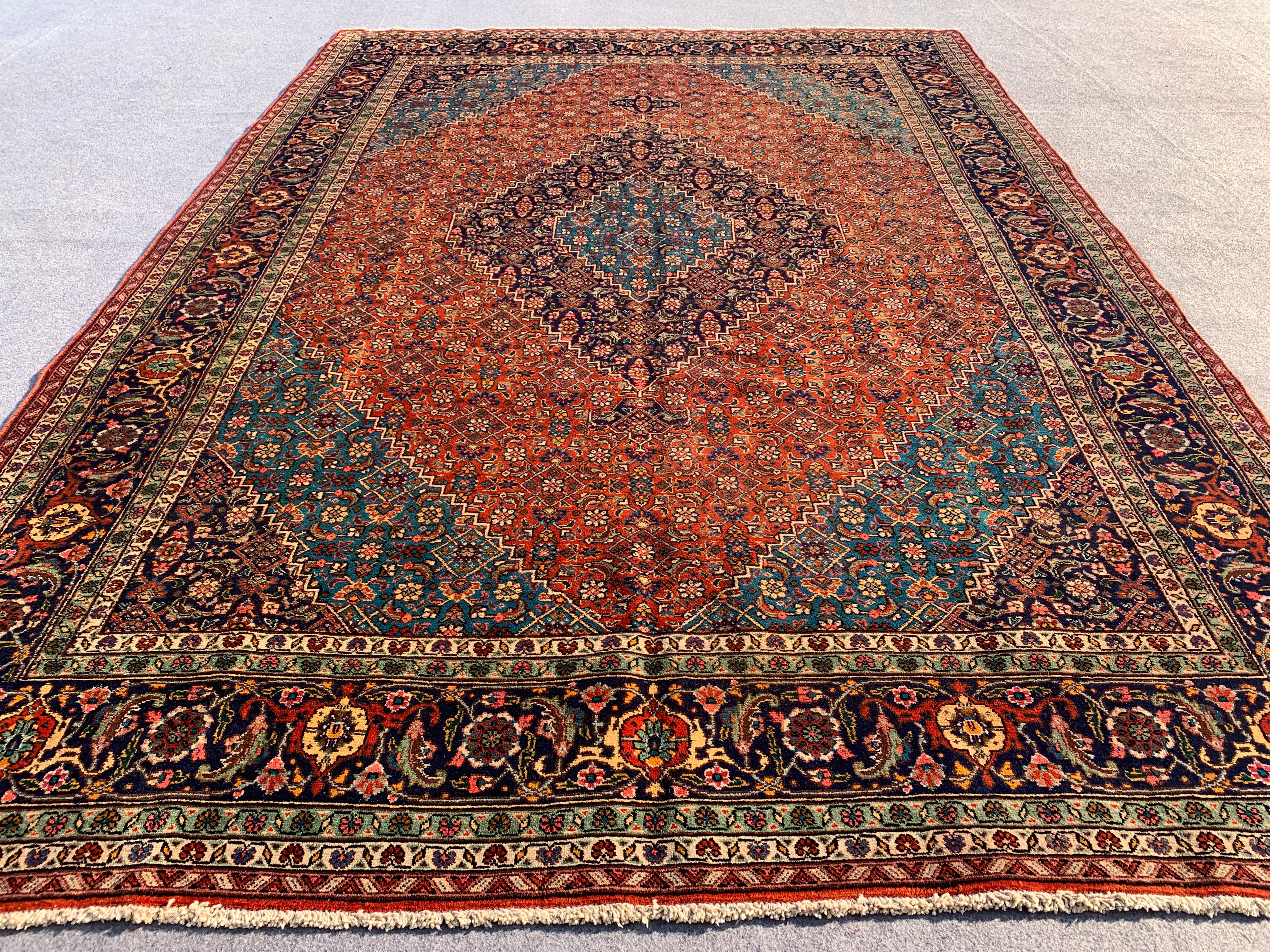 12' x 8' Ft. Authentic Persian Tabriz Herati Design Hand Knotted Fine Wool Large Area Rug BR2502