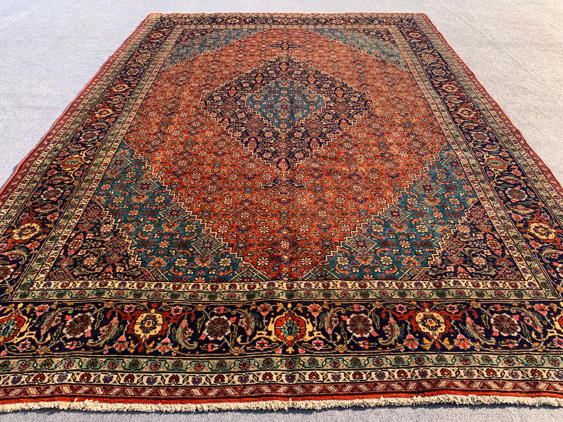 12' x 8' Ft. Authentic Persian Tabriz Herati Design Hand Knotted Fine Wool Large Area Rug BR2502