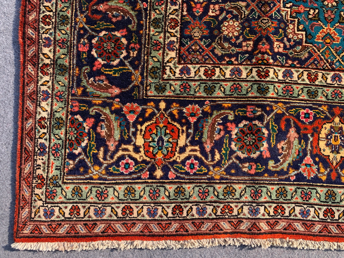 12' x 8' Ft. Authentic Persian Tabriz Herati Design Hand Knotted Fine Wool Large Area Rug BR2502