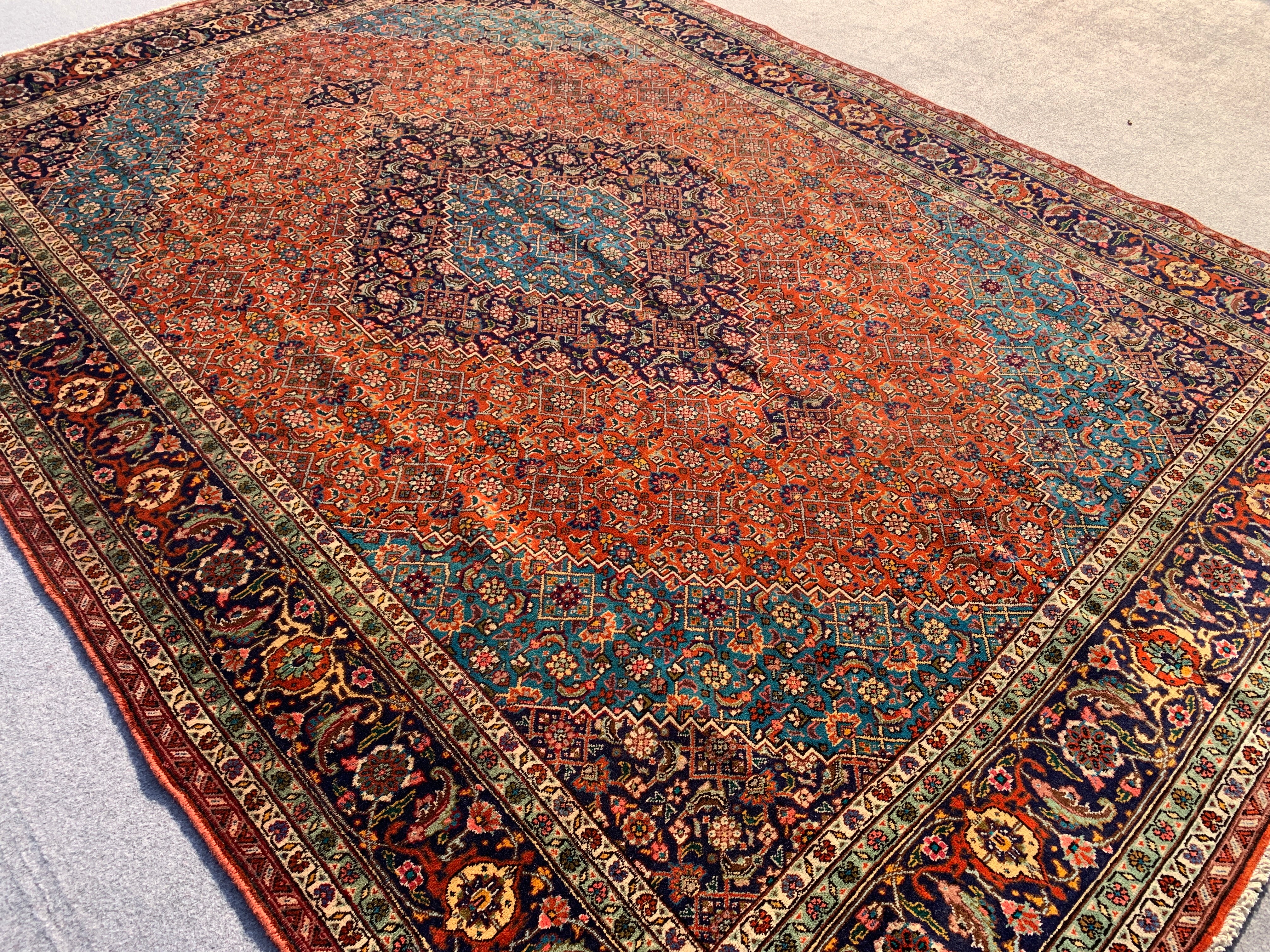 12' x 8' Ft. Authentic Persian Tabriz Herati Design Hand Knotted Fine Wool Large Area Rug BR2502