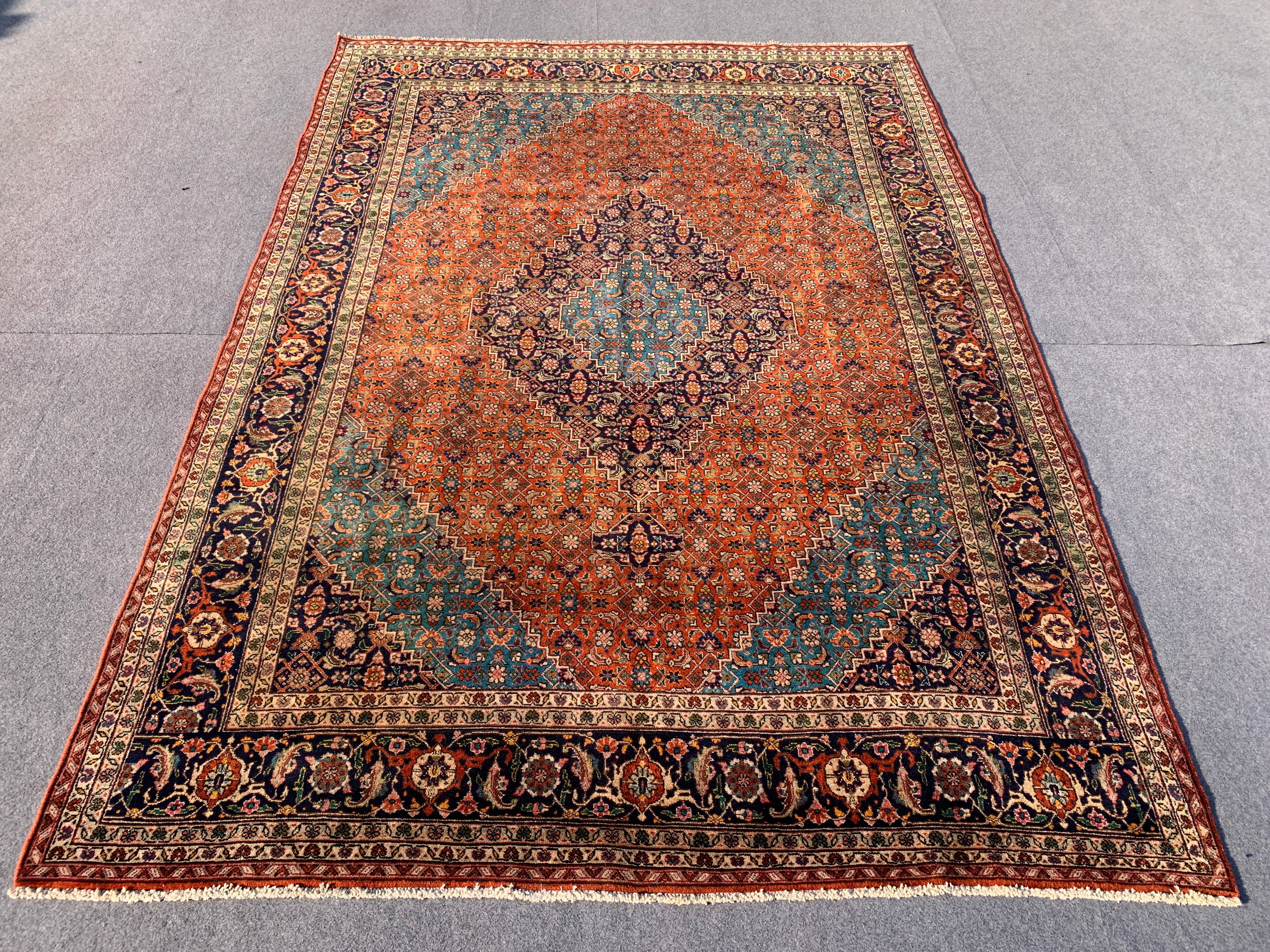 12' x 8' Ft. Authentic Persian Tabriz Herati Design Hand Knotted Fine Wool Large Area Rug BR2502
