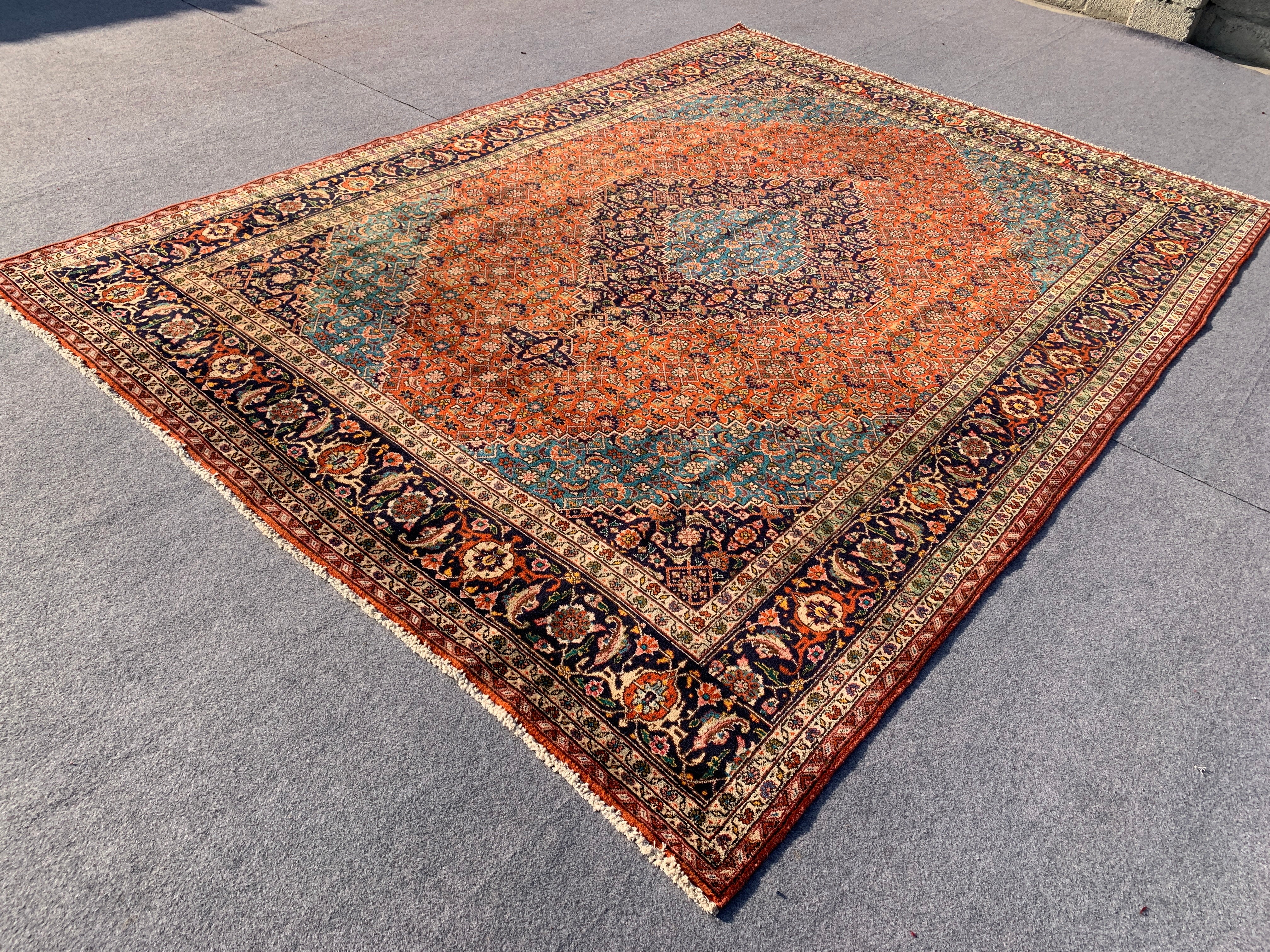 12' x 8' Ft. Authentic Persian Tabriz Herati Design Hand Knotted Fine Wool Large Area Rug BR2502