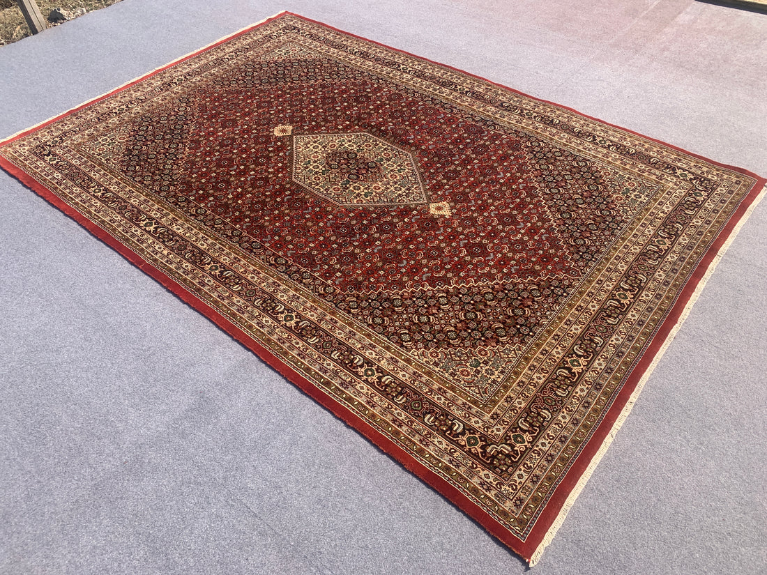 12' x 8' Ft. Authentic Persian Bijar Mahi Design Hand Knotted Fine Wool Large Area Rug BR2504