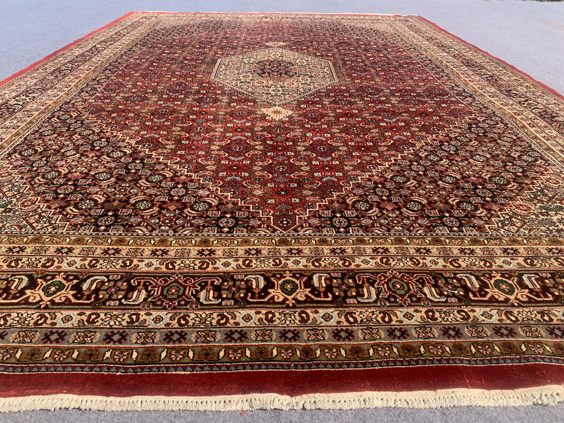 12' x 8' Ft. Authentic Persian Bijar Mahi Design Hand Knotted Fine Wool Large Area Rug BR2504