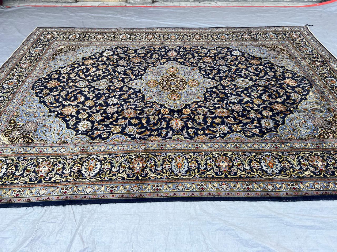 9' x 13' Authentic Vintage Persian Kashan Hand Knotted Wool Area Rug - BR437