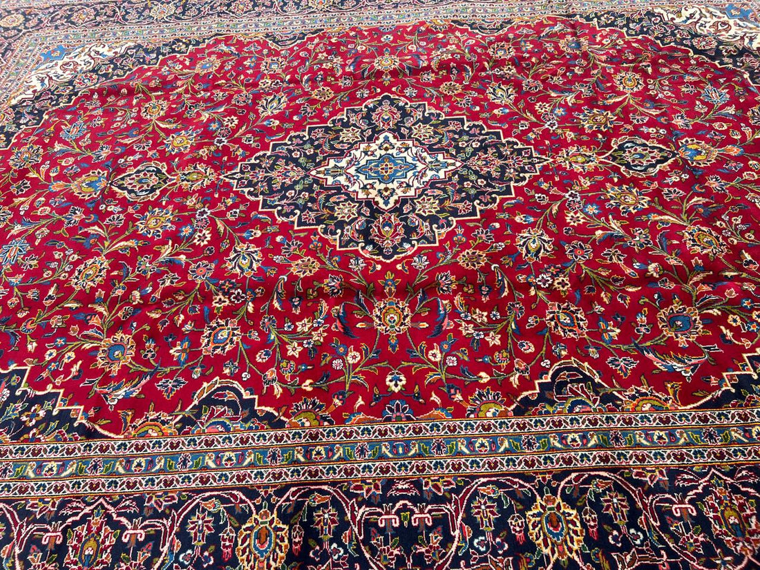 14' x 10' Magificent Authentic Vintage Persian Signed Kashan Wool Area Rug - BR435C