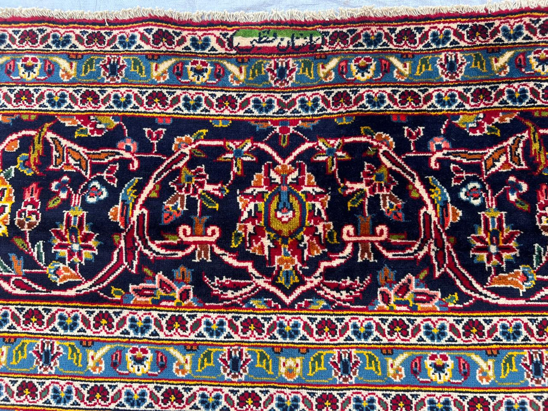 14' x 10' Magificent Authentic Vintage Persian Signed Kashan Wool Area Rug - BR435C