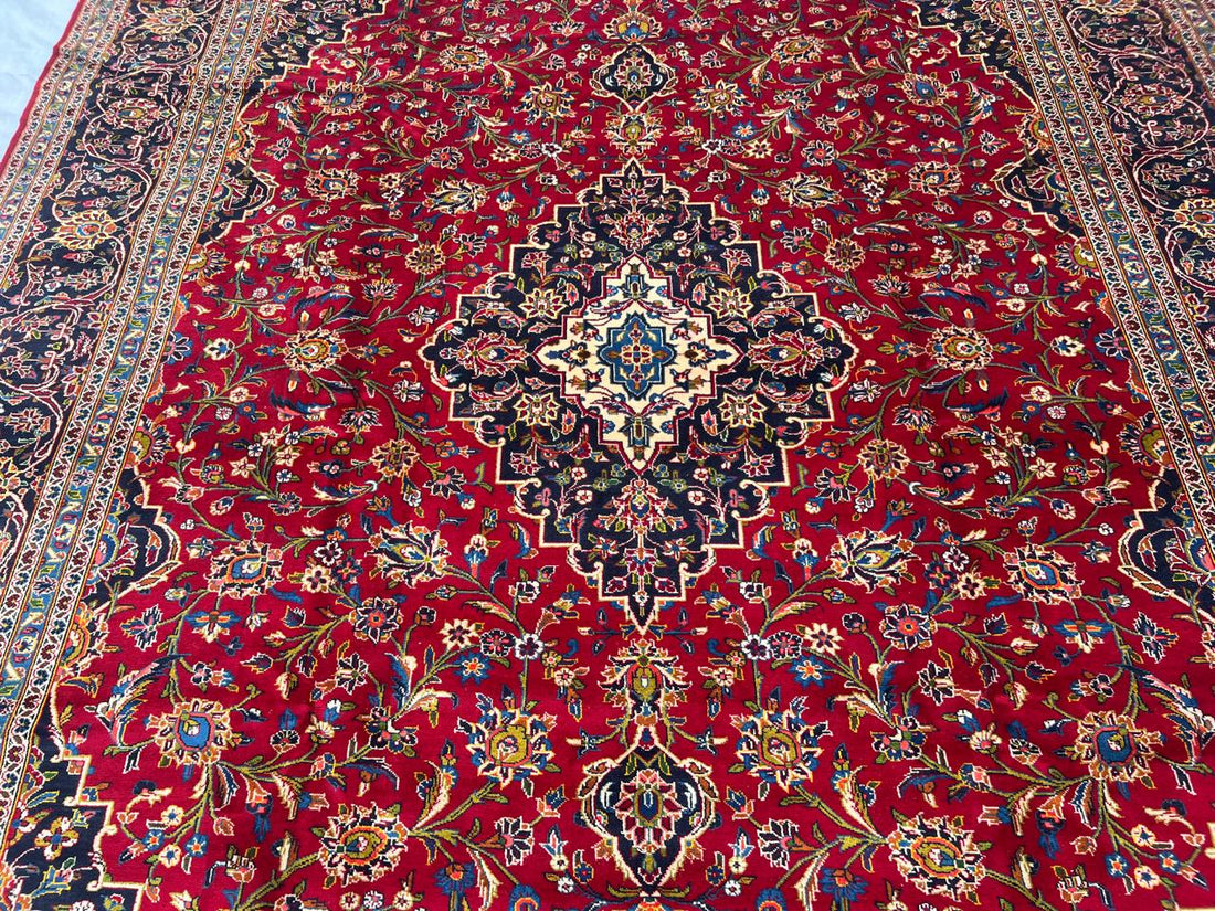 14' x 10' Magificent Authentic Vintage Persian Signed Kashan Wool Area Rug - BR435C