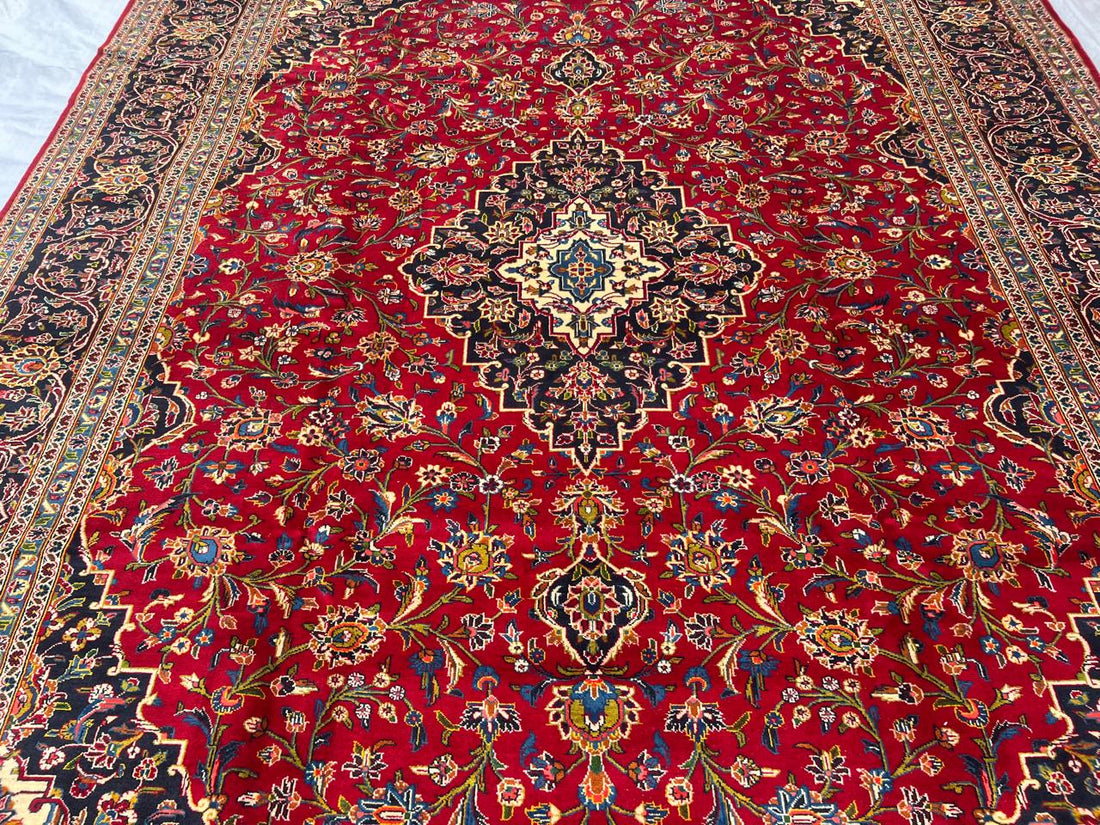 14' x 10' Magificent Authentic Vintage Persian Signed Kashan Wool Area Rug - BR435C