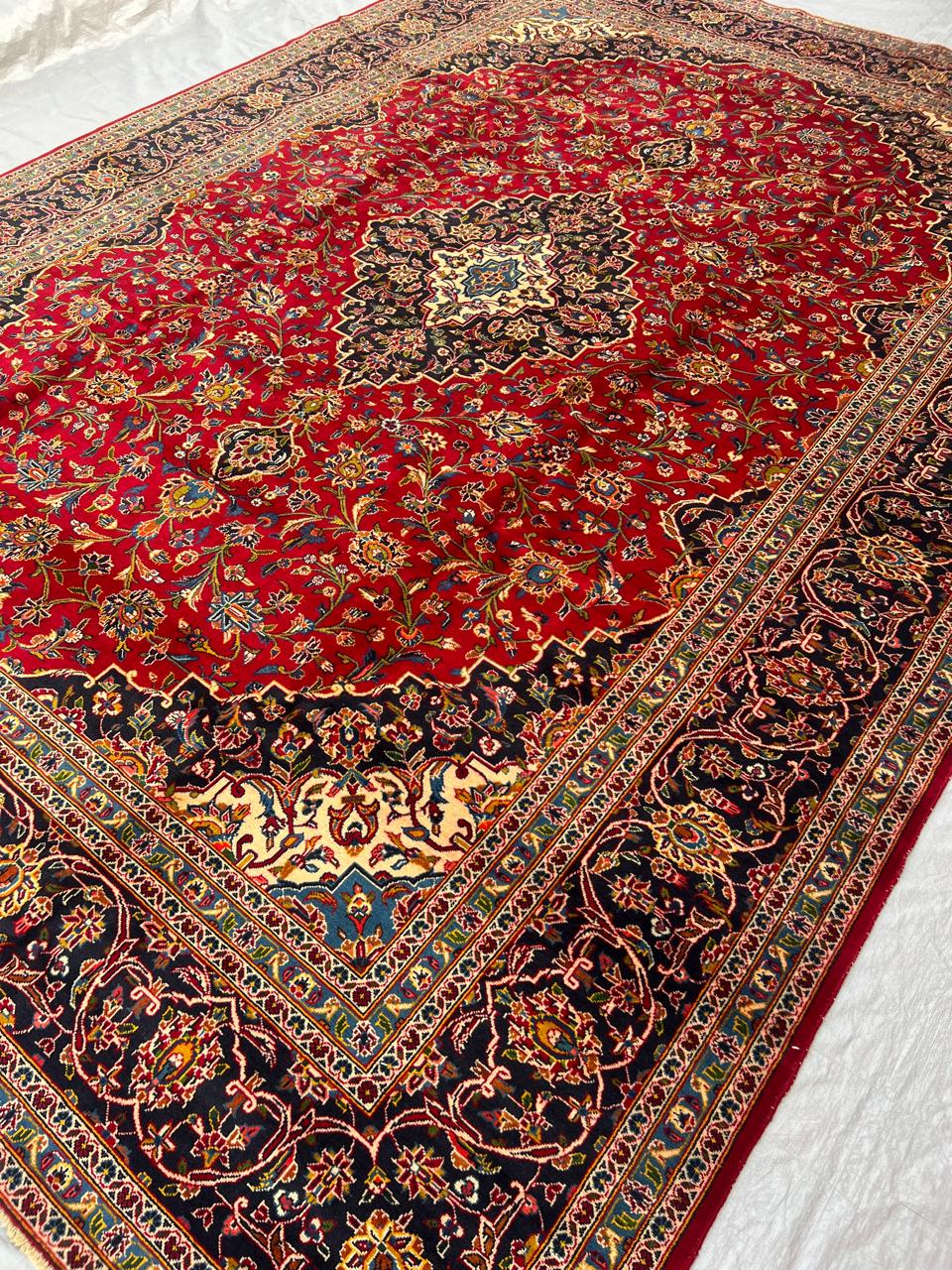 14' x 10' Magificent Authentic Vintage Persian Signed Kashan Wool Area Rug - BR435C