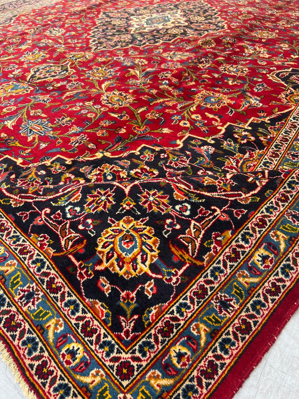 14' x 10' Magificent Authentic Vintage Persian Signed Kashan Wool Area Rug - BR435C