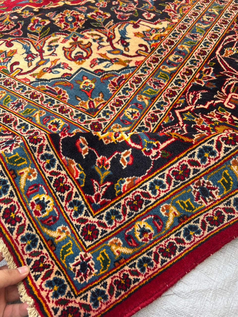 14' x 10' Magificent Authentic Vintage Persian Signed Kashan Wool Area Rug - BR435C