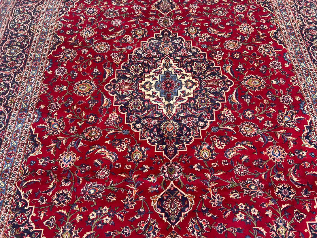 10' x 13' Authentic Vintage Persian Kashan Hand Knotted Wool Area Rug - BR438