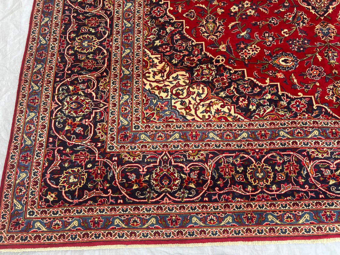 12' x 9'' Ft. Authentic Vintage (70 Yr Old) Persian Kashan Hand Knotted Wool Area Rug - BR434