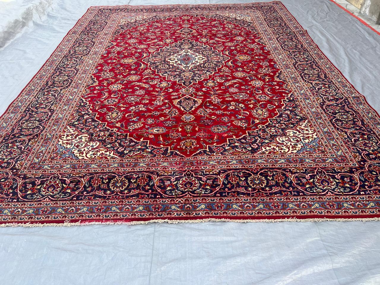 10' x 13' Authentic Vintage Persian Kashan Hand Knotted Wool Area Rug - BR438