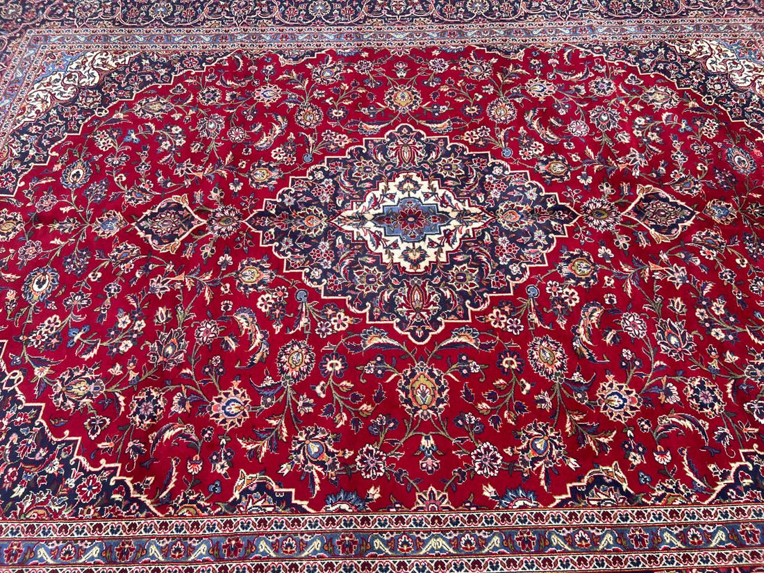 12' x 9'' Ft. Authentic Vintage (70 Yr Old) Persian Kashan Hand Knotted Wool Area Rug - BR434