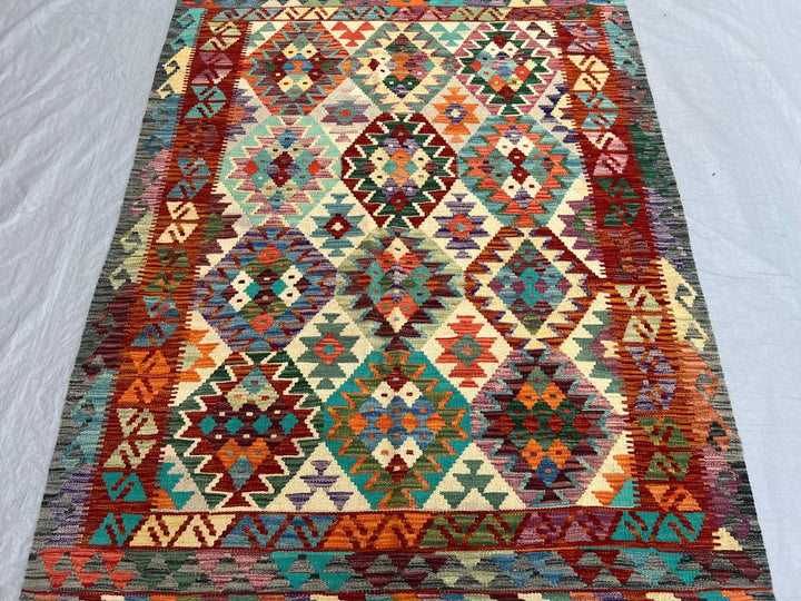 7' x 5'' Ft. Authentic Kilim Hand Knotted Wool Area Rug.-BR433