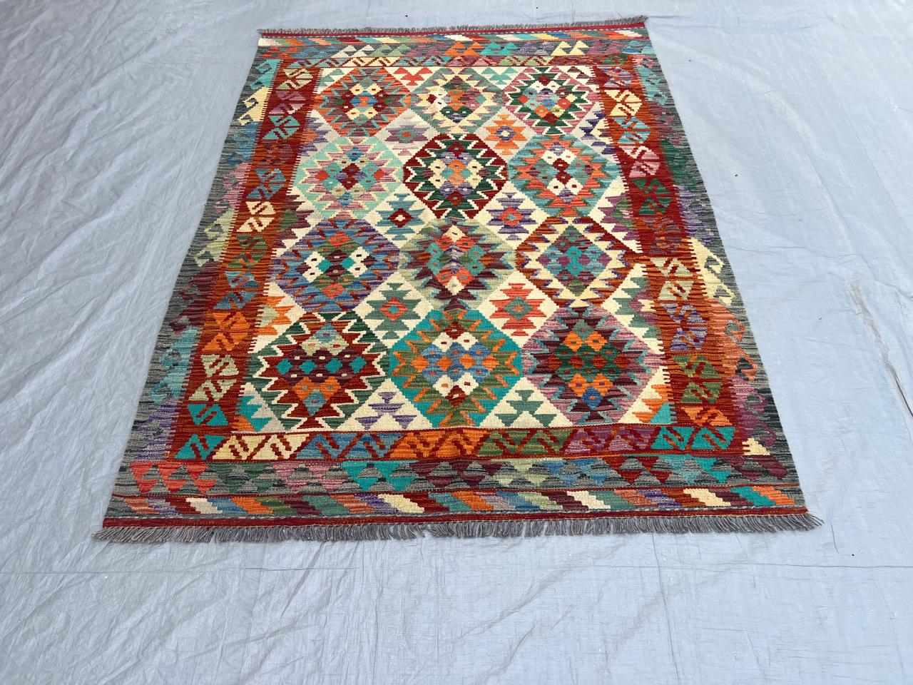 7' x 5'' Ft. Authentic Kilim Hand Knotted Wool Area Rug.-BR433