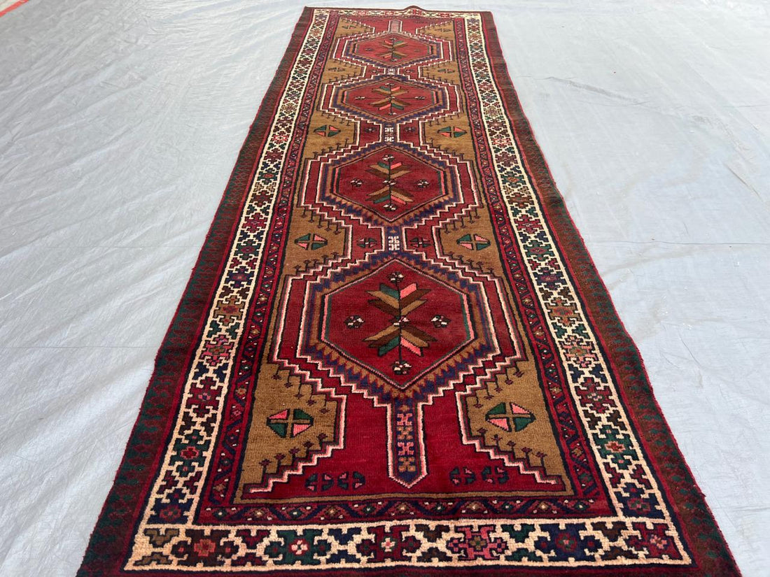 10.3' x 3.4' Ft. Authentic Persian Tribal Hand Knotted Wool Runner / Area Rug - BR436