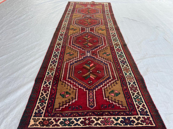 10.3' x 3.4' Ft. Authentic Persian Tribal Hand Knotted Wool Runner / Area Rug - BR436