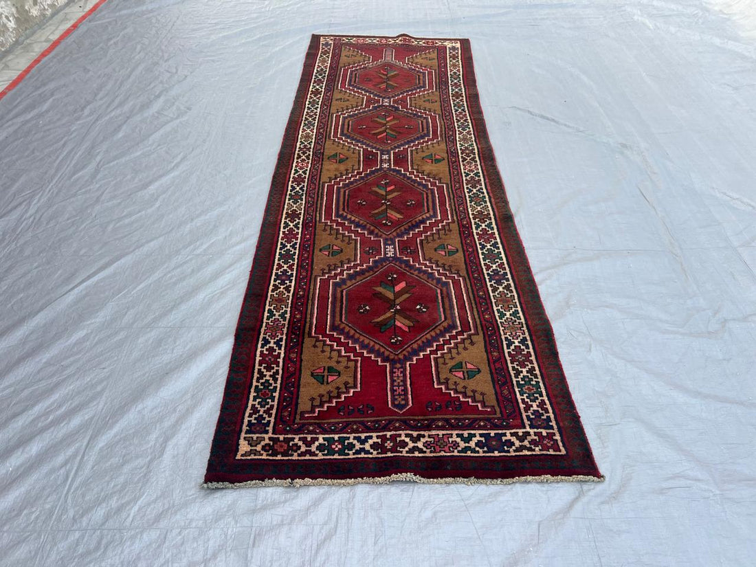 10.3' x 3.4' Ft. Authentic Persian Tribal Hand Knotted Wool Runner / Area Rug - BR436