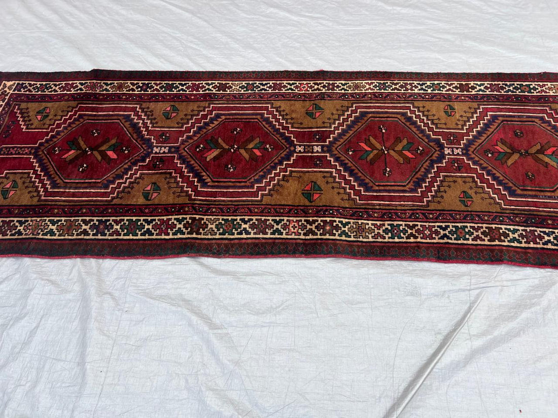 10.3' x 3.4' Ft. Authentic Persian Tribal Hand Knotted Wool Runner / Area Rug - BR436