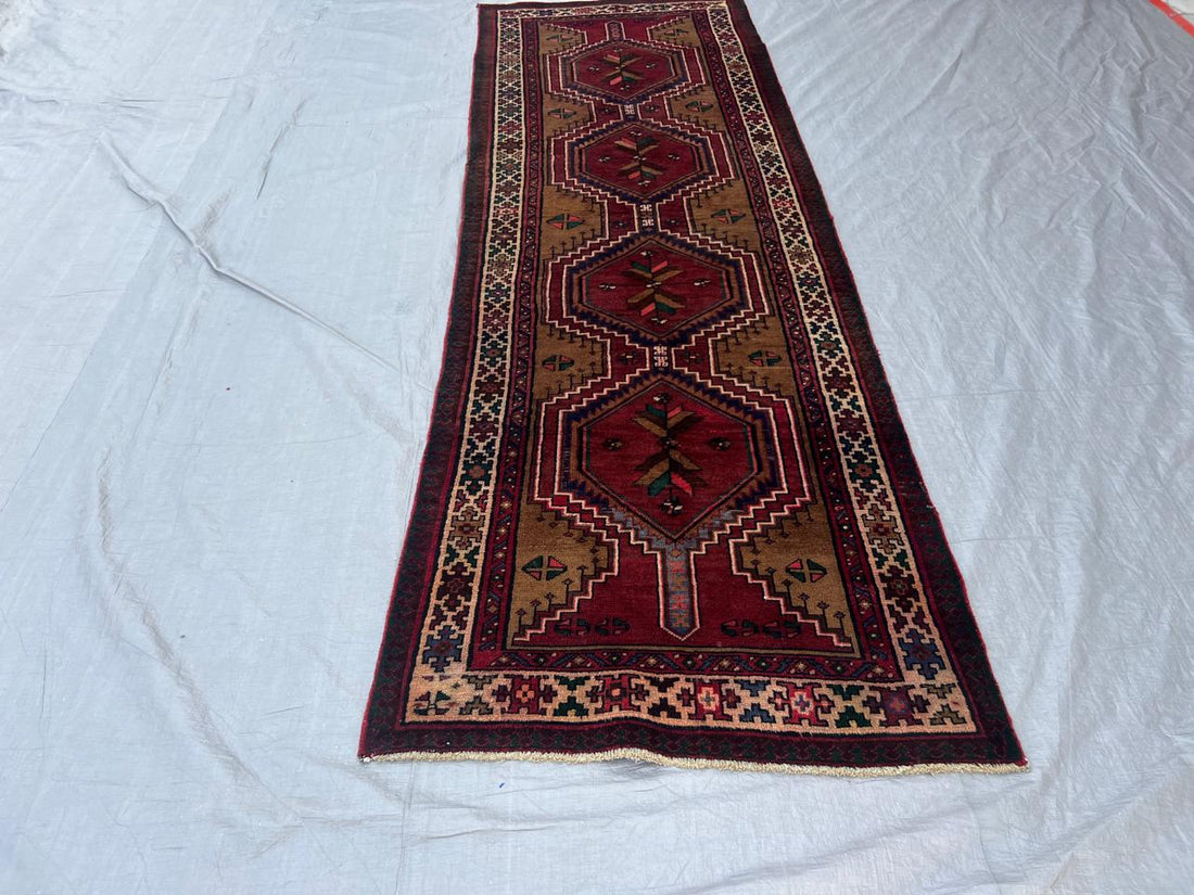 10.3' x 3.4' Ft. Authentic Persian Tribal Hand Knotted Wool Runner / Area Rug - BR436