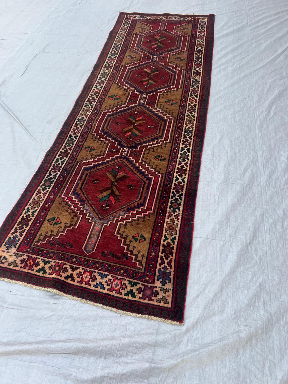 10.3' x 3.4' Ft. Authentic Persian Tribal Hand Knotted Wool Runner / Area Rug - BR436