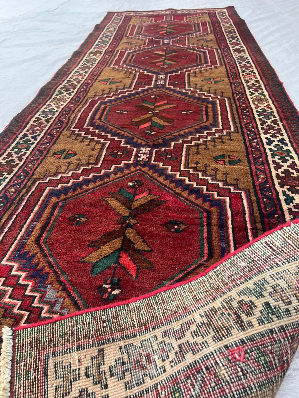 10.3' x 3.4' Ft. Authentic Persian Tribal Hand Knotted Wool Runner / Area Rug - BR436