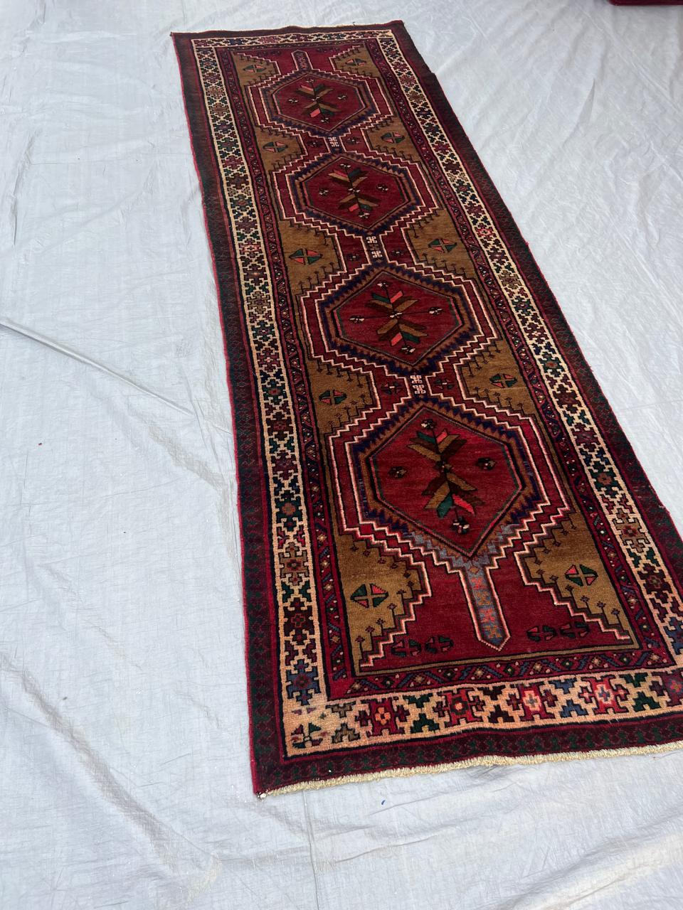 10.3' x 3.4' Ft. Authentic Persian Tribal Hand Knotted Wool Runner / Area Rug - BR436