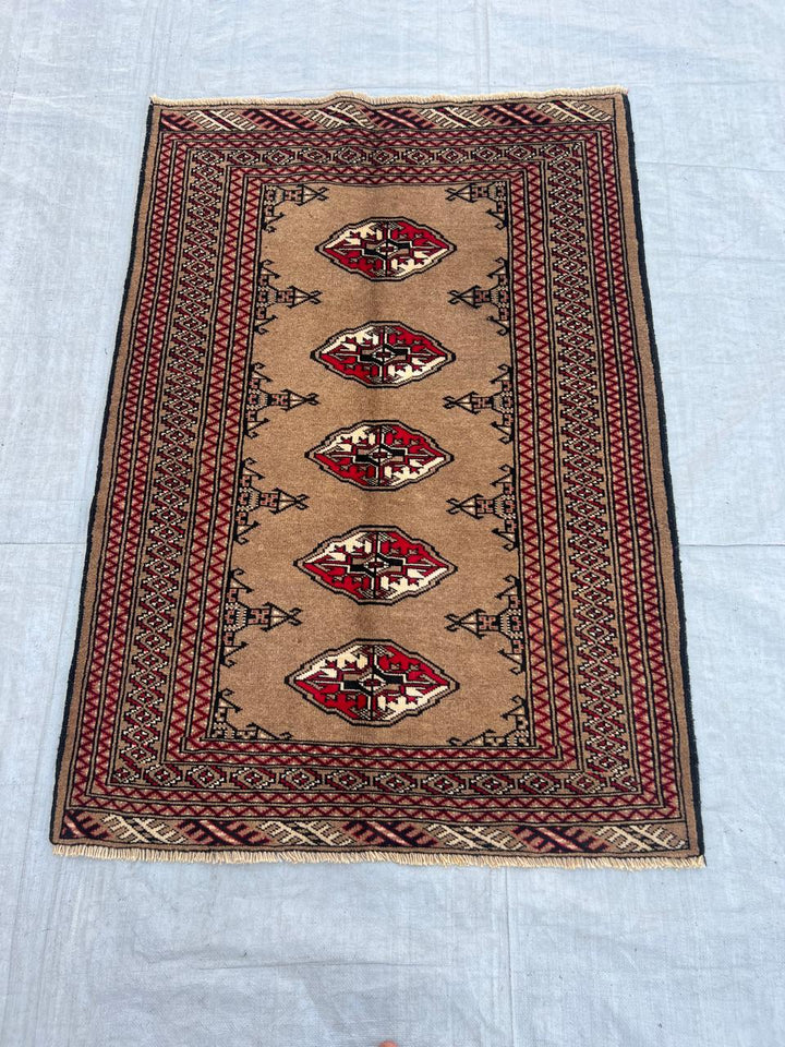 4.3' x 3'' Ft. Authentic Persian Bokhara Turkmen Sara Hand Knotted Area Rug - BR439