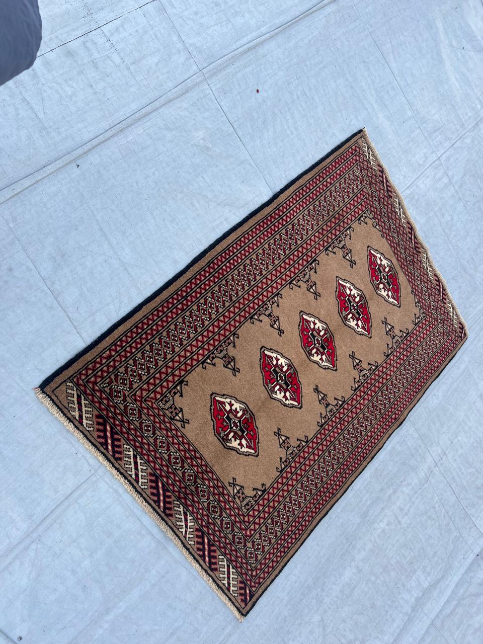 4.3' x 3'' Ft. Authentic Persian Bokhara Turkmen Sara Hand Knotted Area Rug - BR439