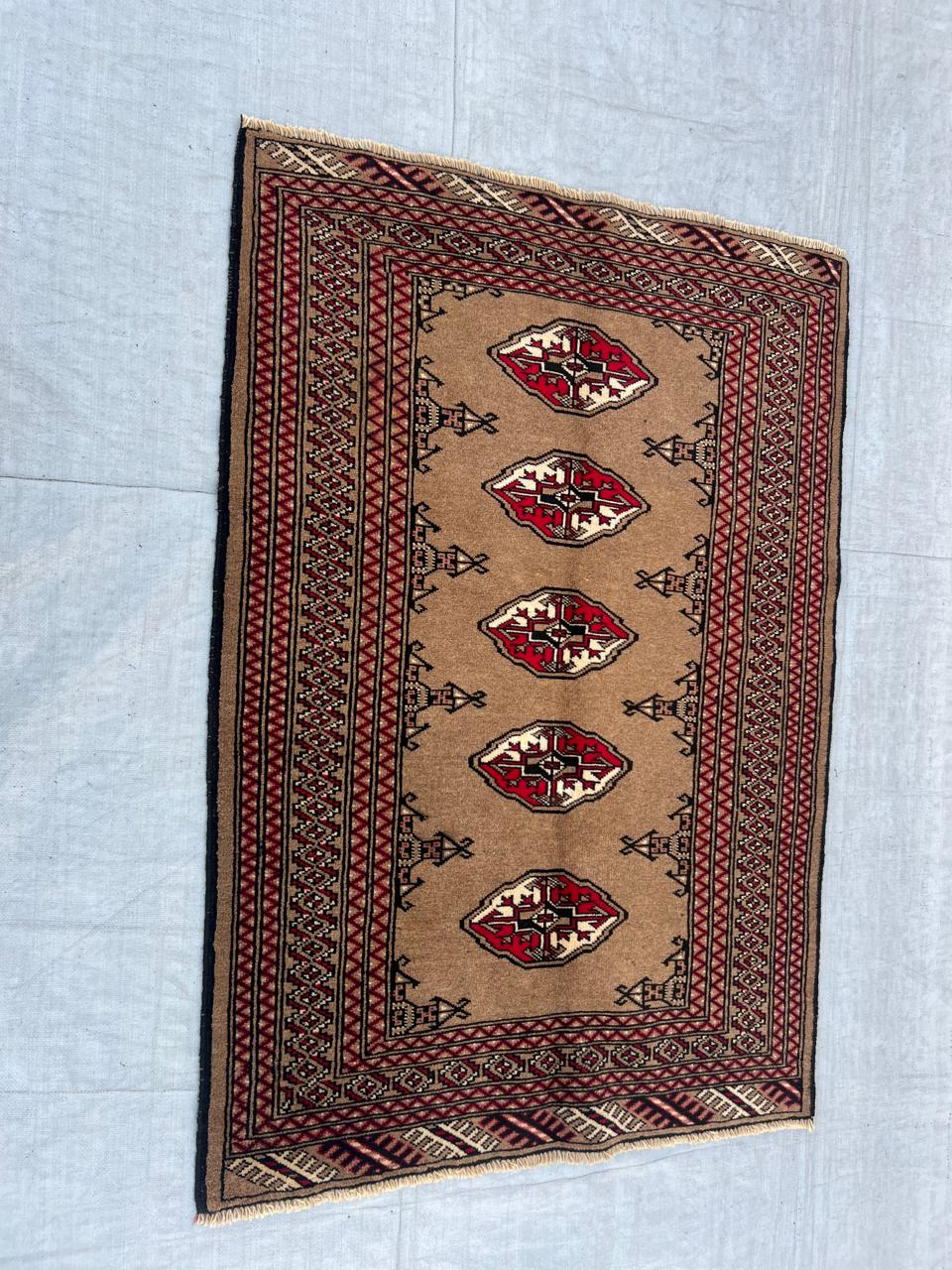 4.3' x 3'' Ft. Authentic Persian Bokhara Turkmen Sara Hand Knotted Area Rug - BR439