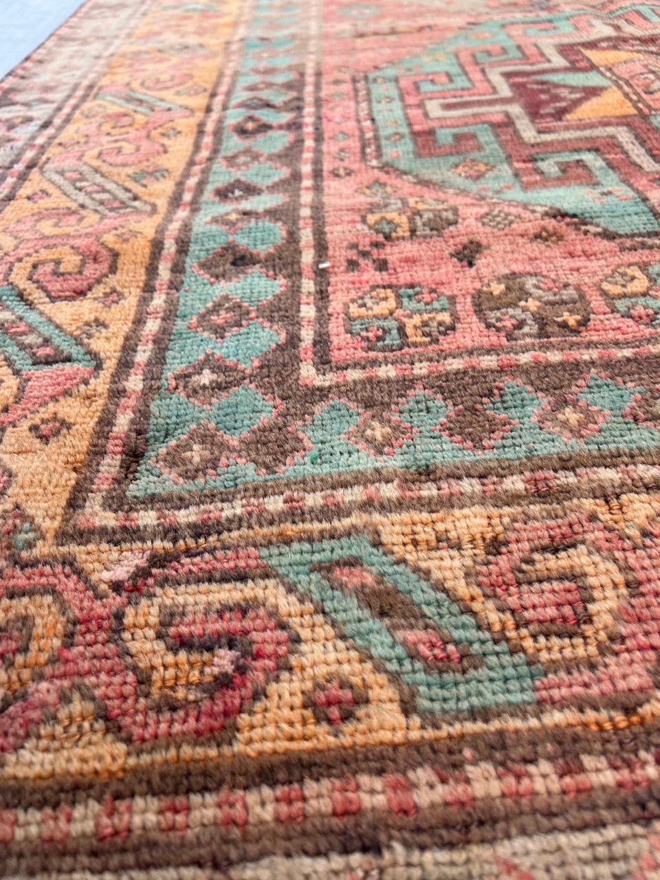 9' x 4' RARE Authentic Vintage Caucasion Azerbaijan Hand Knotted Wool Runner / Area Rug BR440