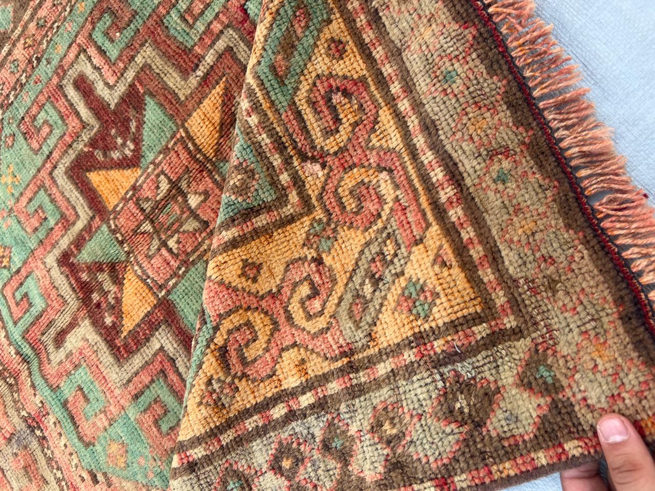 9' x 4' RARE Authentic Vintage Caucasion Azerbaijan Hand Knotted Wool Runner / Area Rug BR440