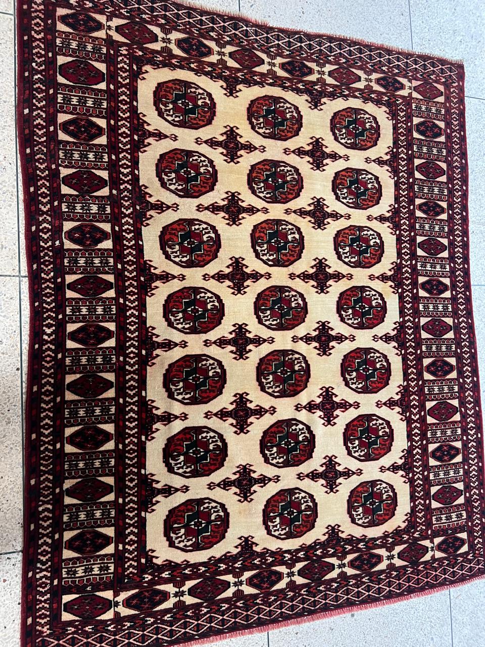 5' 1" x 4' 6" Rare Authentic Persian Bokhara Turkmen Sara Hand Knotted Wool Area Rug - BR441