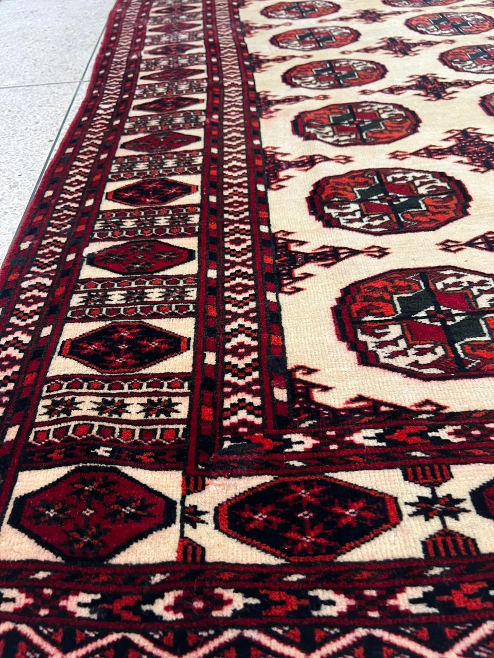 5' 1" x 4' 6" Rare Authentic Persian Bokhara Turkmen Sara Hand Knotted Wool Area Rug - BR441