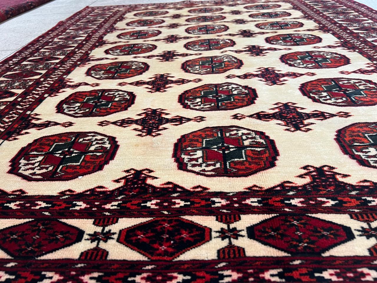 5' 1" x 4' 6" Rare Authentic Persian Bokhara Turkmen Sara Hand Knotted Wool Area Rug - BR441