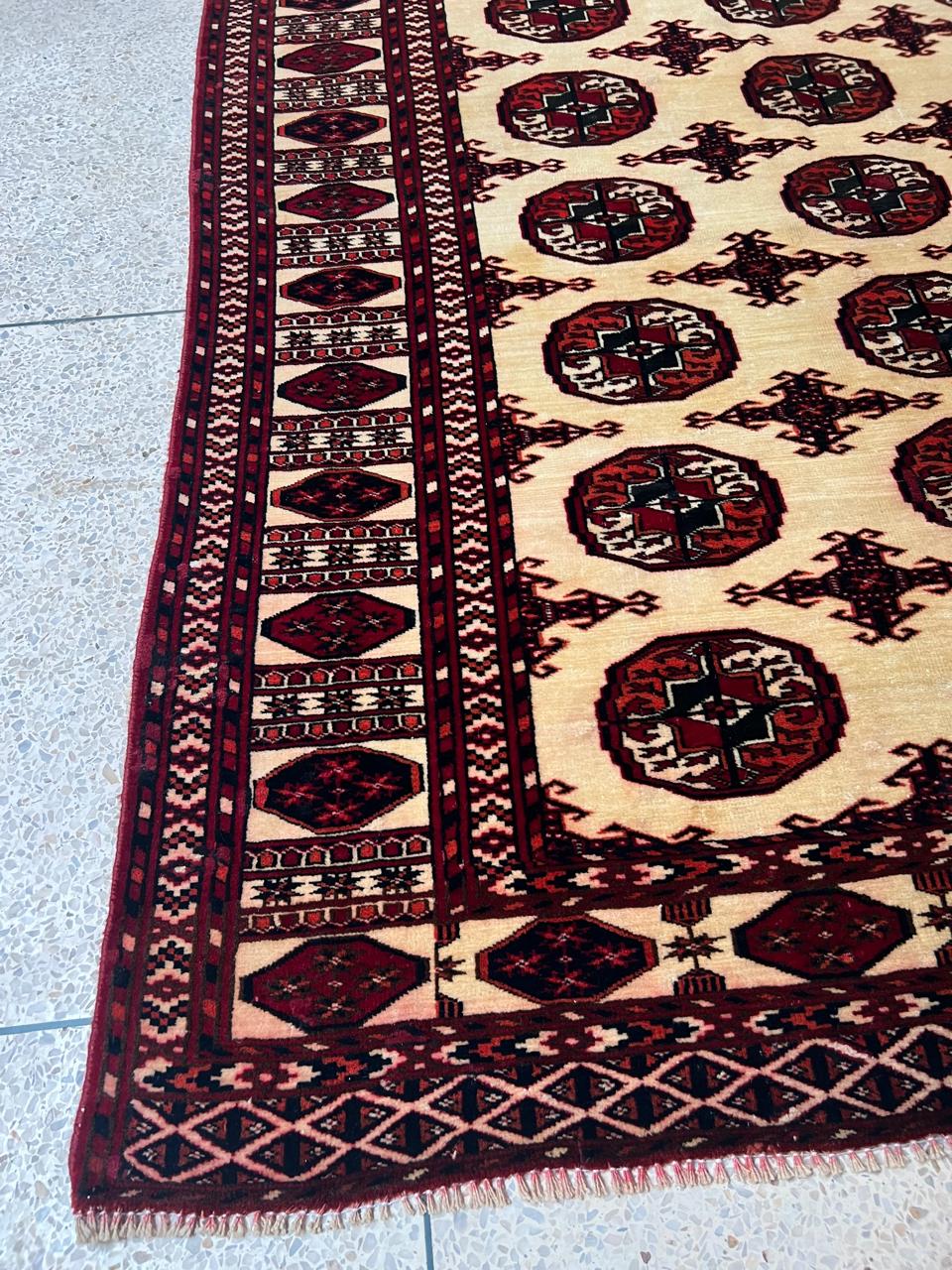 5' 1" x 4' 6" Rare Authentic Persian Bokhara Turkmen Sara Hand Knotted Wool Area Rug - BR441