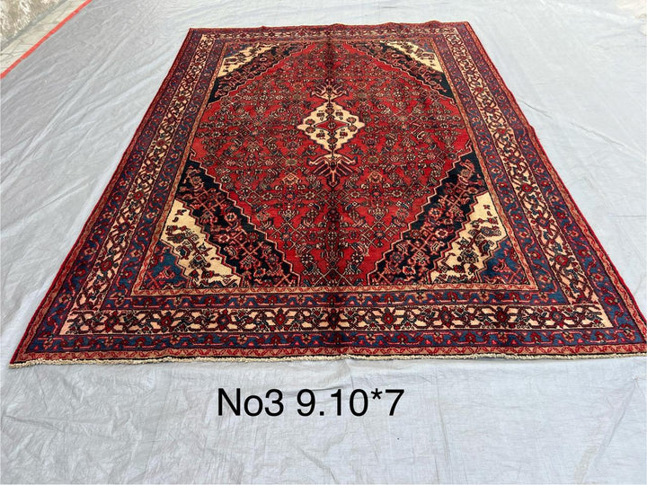 9.1' x 7' Ft. Authentic Persian Tribal Vintage Hand Knotted Wool Large Area Rug BR#3C