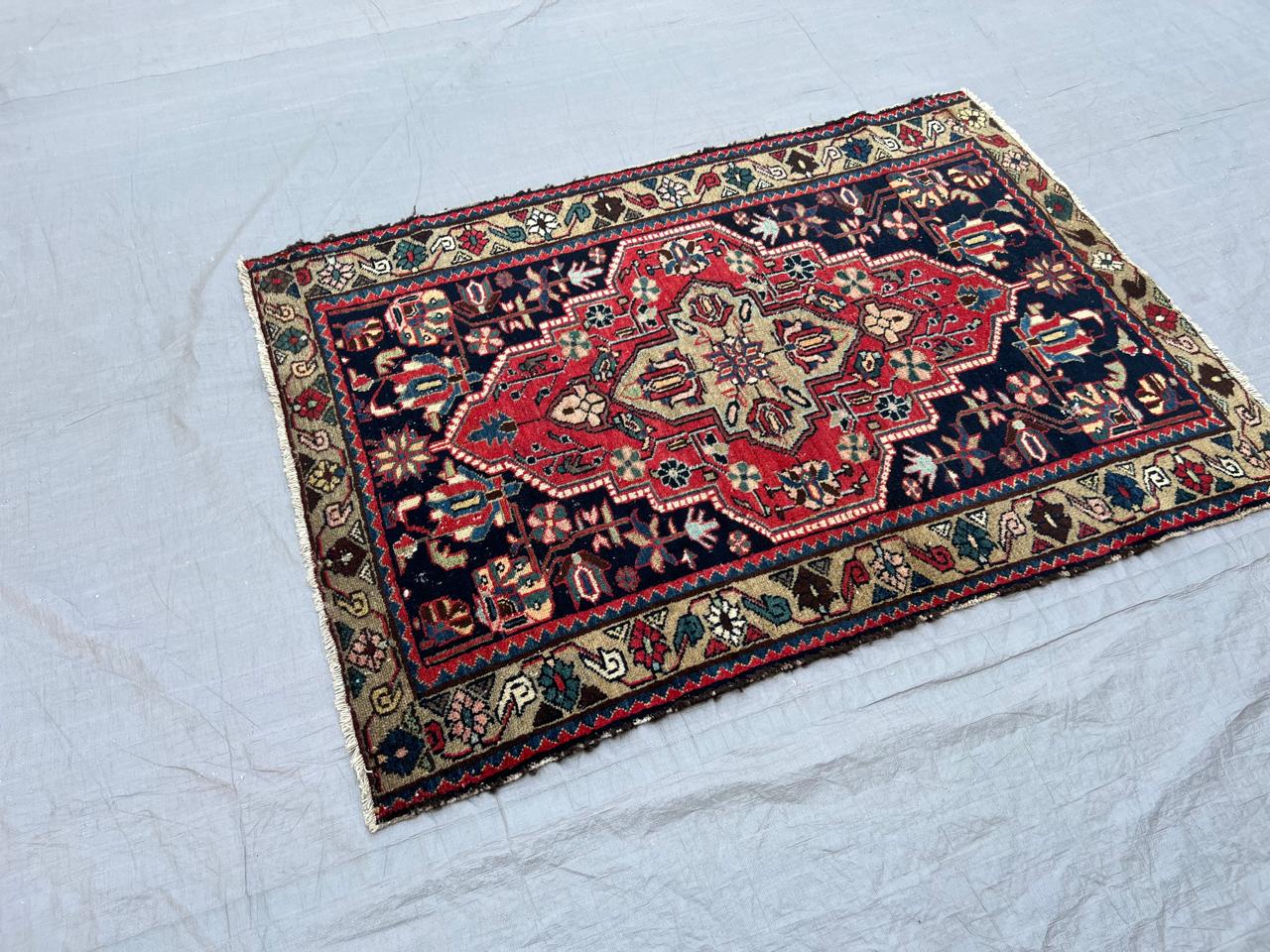 4.4' x 3.6' Ft. Authentic Persian Bakhtier Vintage Hand Knotted Wool Large Area Rug BR#4C