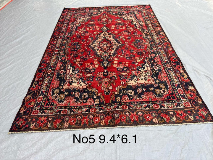 9.4' x 6.1' Ft. Authentic Persian Tribal Vintage Hand Knotted Wool Large Area Rug BR#5C